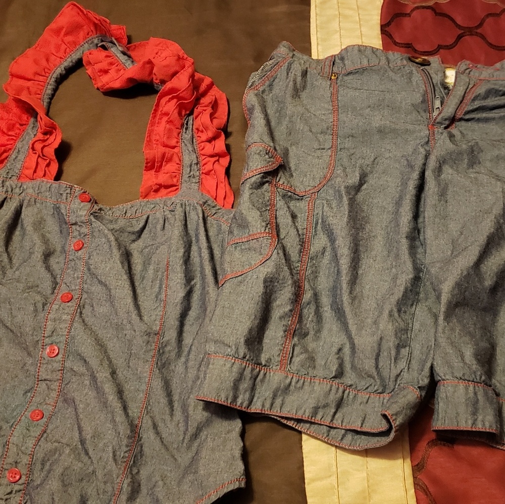 Red denim